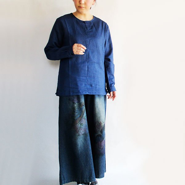 画像3: 1つチャイナボタンネイビー長袖