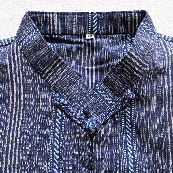 画像7: 紺系ストライプ柄メンズチャイナ半袖
