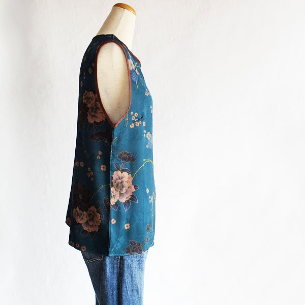 画像5: ダーク花模様シルク混タンクトップ