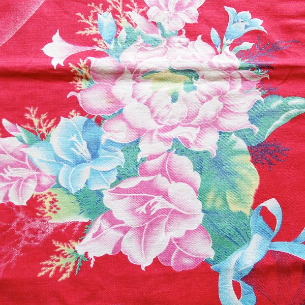 画像3: 花束柄の赤いレトロクロス