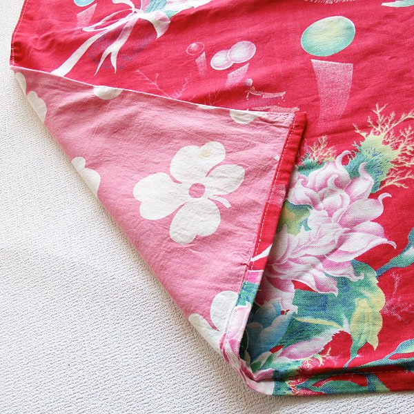 画像6: 花束柄の赤いレトロクロス