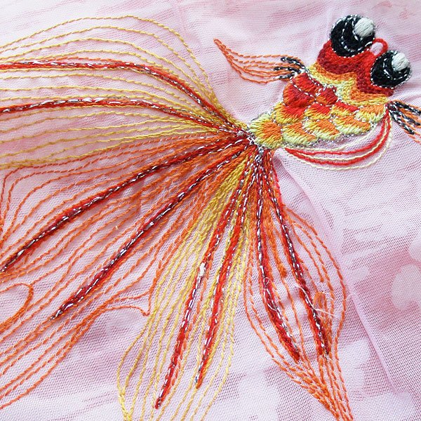 画像6: 金魚刺繍ピンクフリルまくらカバー