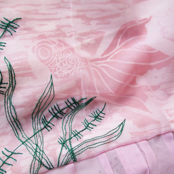 画像7: 金魚刺繍ピンクフリルまくらカバー