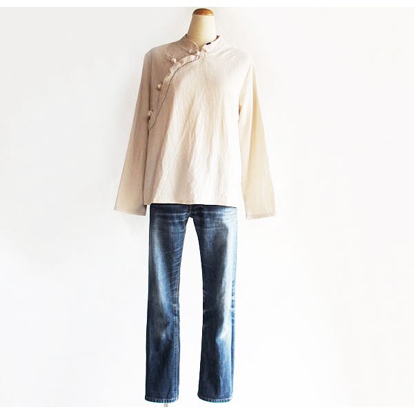 画像6: ライン刺繍チャイナ長袖