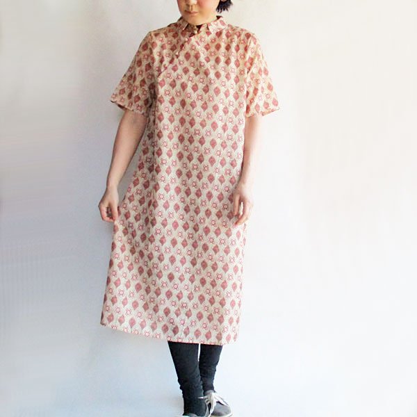画像3: くるみボタンチャイナ半袖ワンピース
