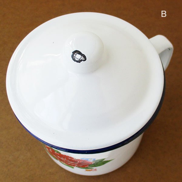 画像8: 花と双喜のフタ付きホーローマグ