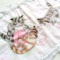 猫刺繍フリルまくらカバー