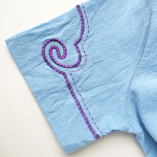 画像10: 水色刺繍チャイナ半袖チュニック