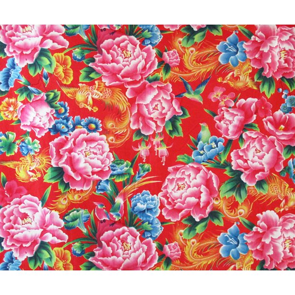 画像3: 牡丹と鳳凰のレトロ生地