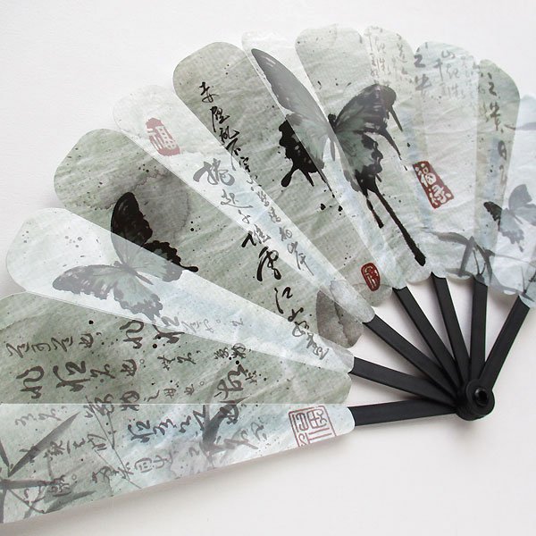 画像2: 蝶々プラ扇子