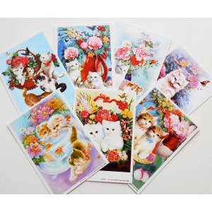 画像: 猫と花のポストカードセット