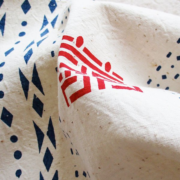 画像4: 紺ライン双喜の老布生地 (4)